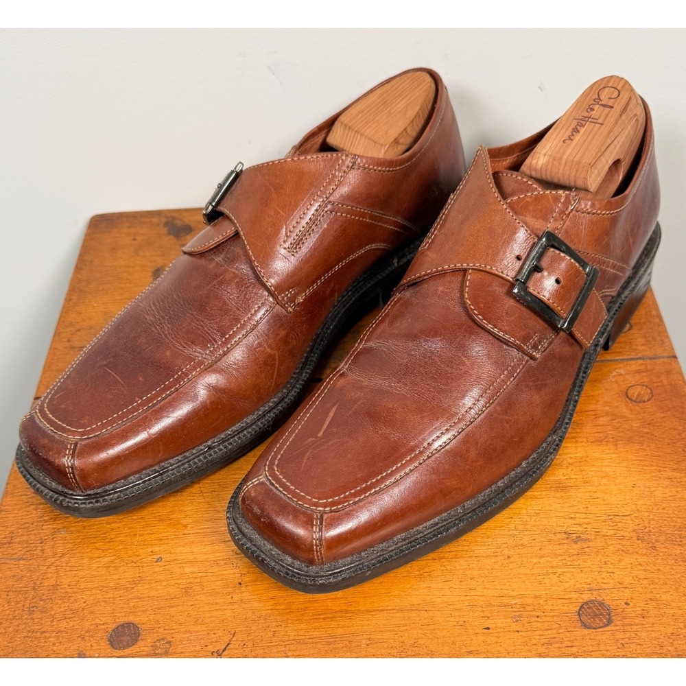 Johnston & Murphy Monk Buckle Strap Shoes Men's 11M Brown Leather Casual Preppy